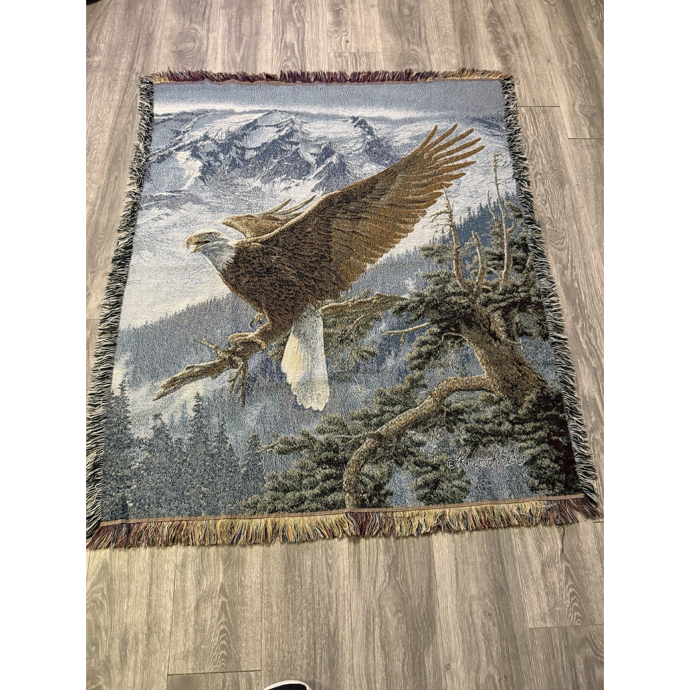 Kromschroeder Alpenglow Bald Eagle Tapestry Throw Fringe Rectangular 47"x54"